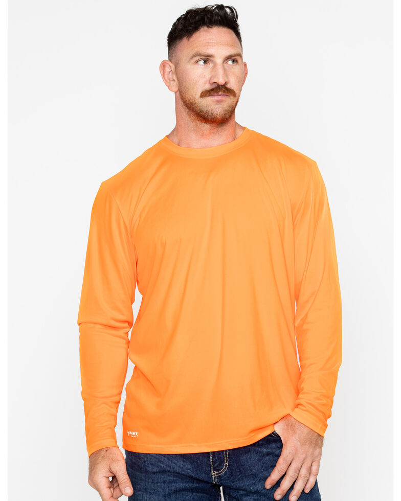 Hawx Men's Long Sleeve Color-Enhanced Cooling Work Tee , Orange, hi-res