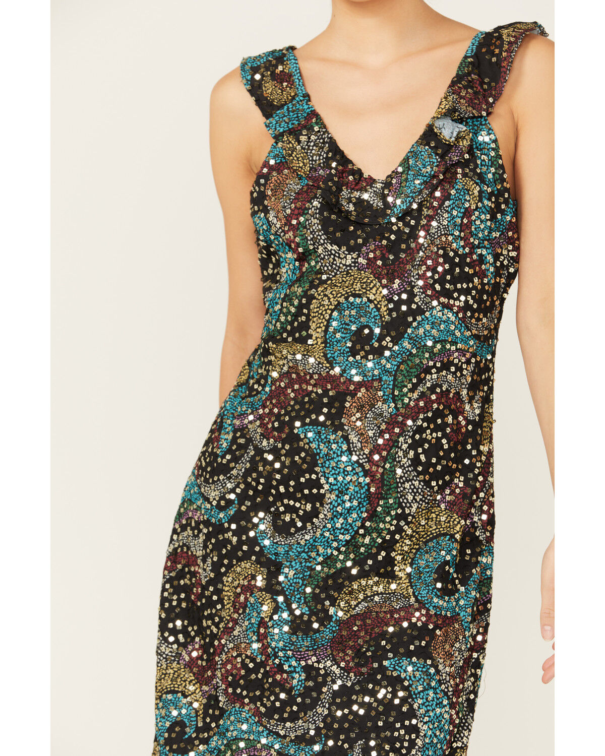 Image #3 - Rock & Roll Denim Women's Sequins Print Slip Mini Dress, Multi, hi-res