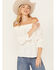 Image #1 - Wild Moss Women's Embroidered Floral Off The Shoulder Long Sleeve Top, Ivory, hi-res