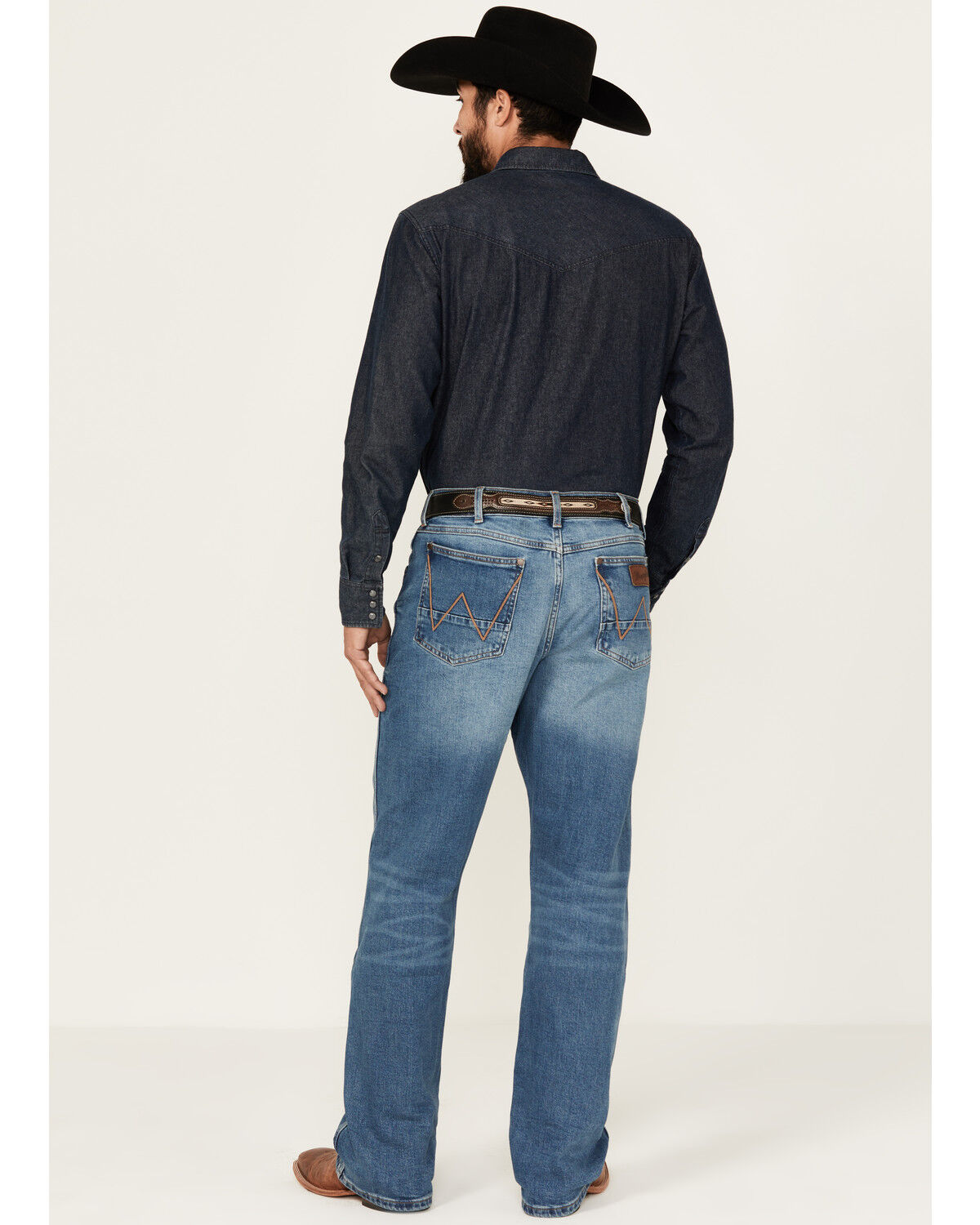 Image #3 - Wrangler Retro Men's Medium Wash Andalusian Relaxed Bootcut Stretch Denim Jeans - Long, Medium Wash, hi-res