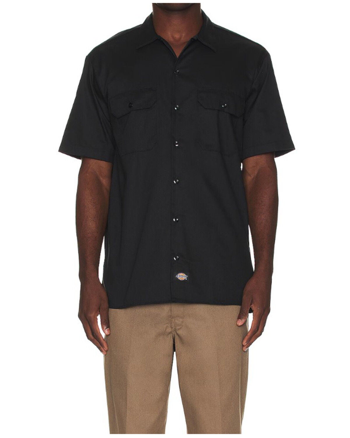 Dickies Men's Solid Twill Short Sleeve Button-Down Work Shirt - Big, No Color, hi-res