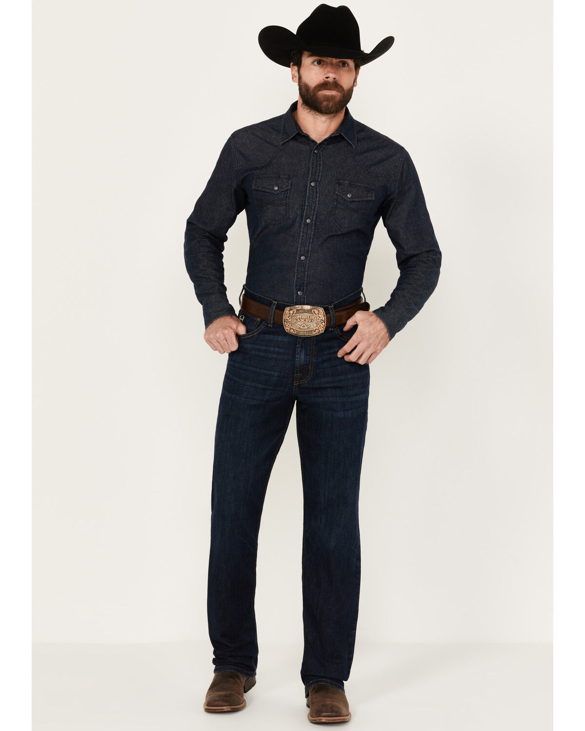 Image #1 - Cinch Men's Black Label 2.0 Dark Rinse Loose Tapered Performance Stretch Denim Jeans, Dark Wash, hi-res