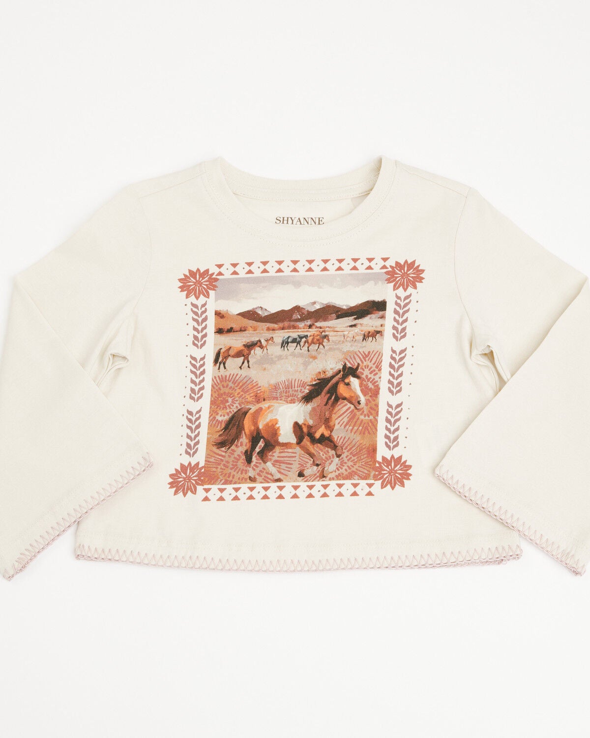 Shyanne Girls' Molly 3/4 Bell Sleeve Graphic Tee, Natural, hi-res