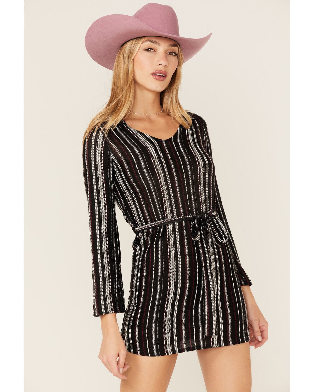 Sadie & Sage Women's Never Too Much Stripe Mini Dress, Black, hi-res