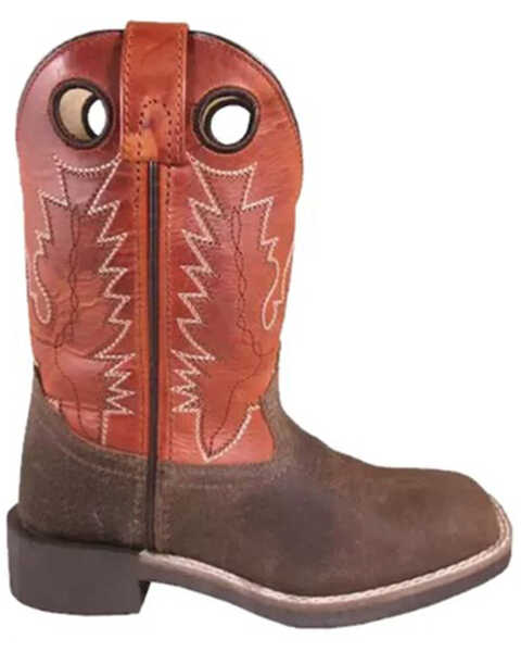 Image #1 - Smoky Mountain Boys' Bronco Western Boots - Broad Square Toe, Orange, hi-res
