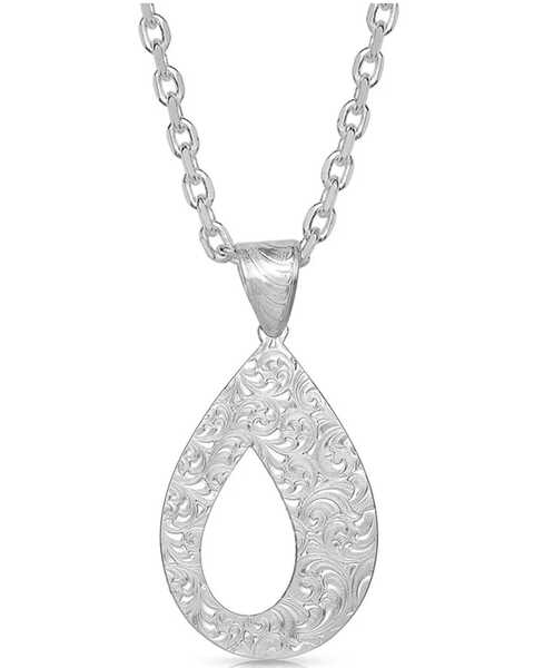 Image #2 - Montana Silversmiths Women's Teardrop Hollow Necklace, Silver, hi-res