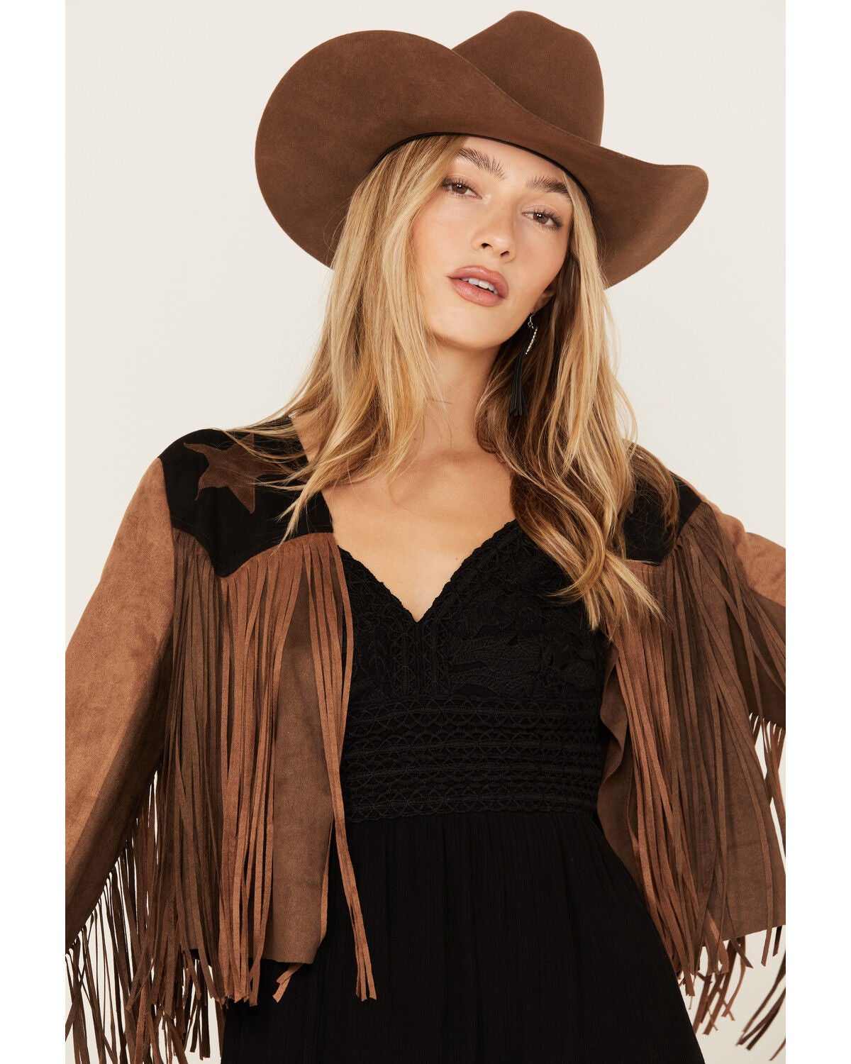 Image #2 - Vocal Women's Star Faux Fringe Jacket, , hi-res