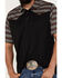 Image #3 - RANK 45® Men's Stripewood Tech Color Block Short Sleeve Button-Down Polo Shirt , Black, hi-res