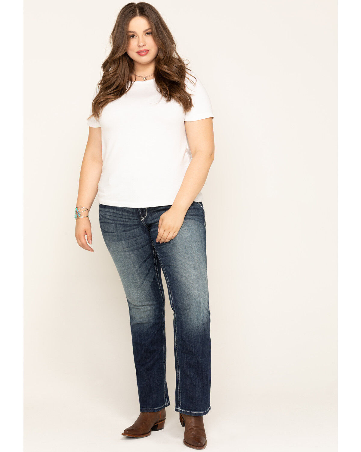 Image #6 - Ariat Women's Mid Rise Bootcut Real Riding Jeans - Plus, Blue, hi-res