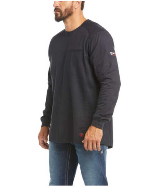 Image #1 - Ariat Men's FR Black Air Rig Life Graphic Long Sleeve Work Shirt - Big , Black, hi-res