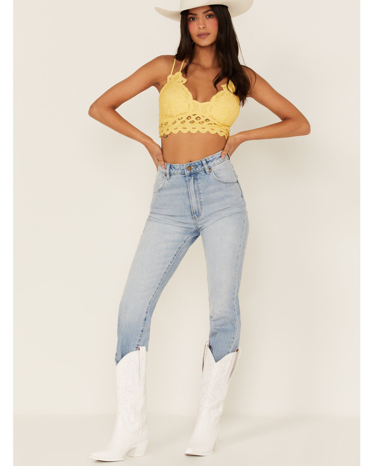 Image #2 - Wishlist Women's Strappy Lace Applique Scallop Lace Bralette, Yellow, hi-res