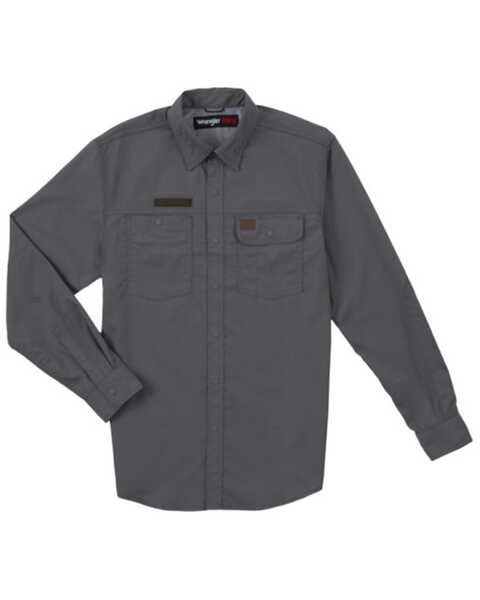 Wrangler Riggs Men's Solid Vented Long Sleeve Button Down Work Shirt , Grey, hi-res