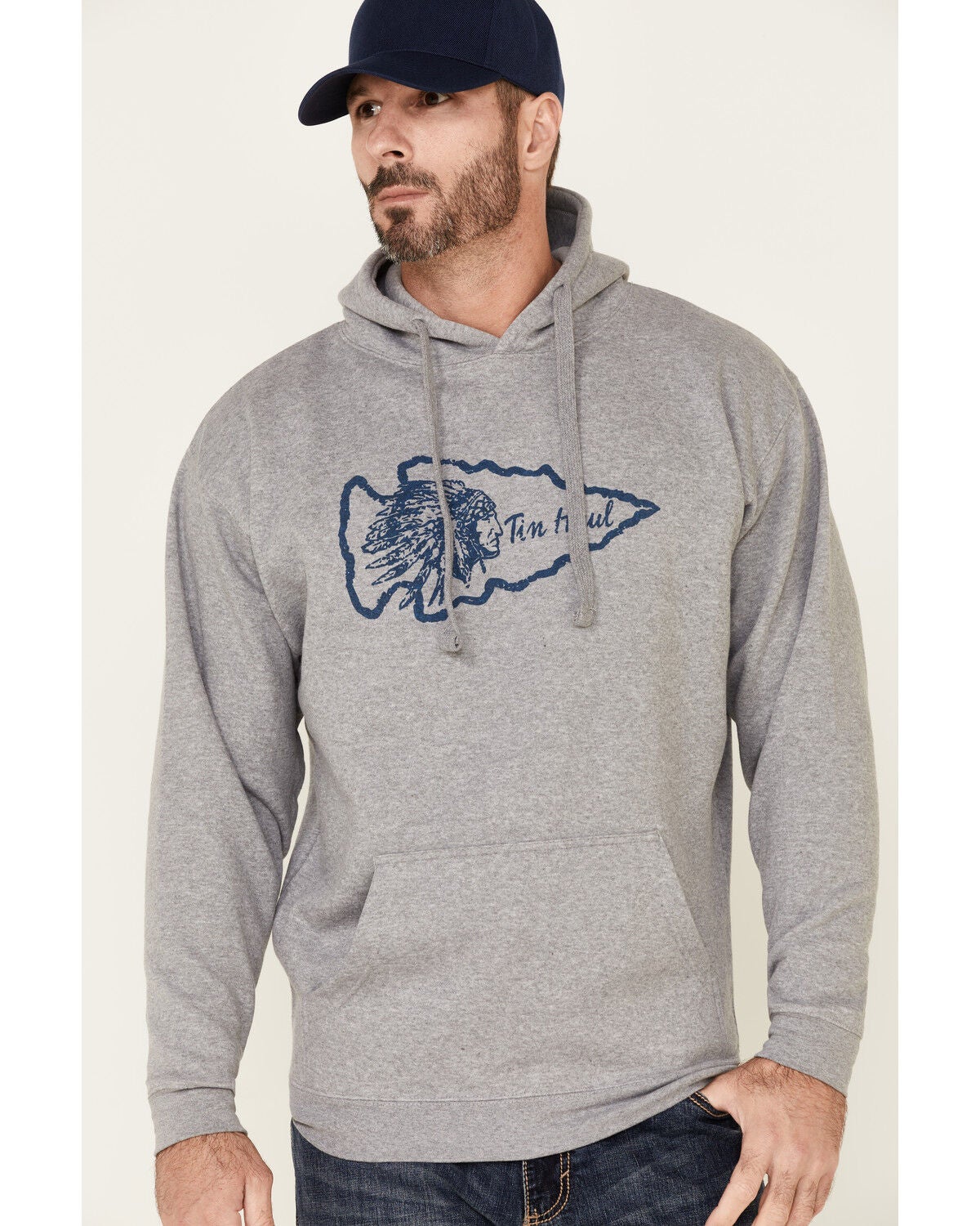 Image #1 - Tin Haul Men's Gray Native Arrowhead Graphic Hooded Sweatshirt, , hi-res