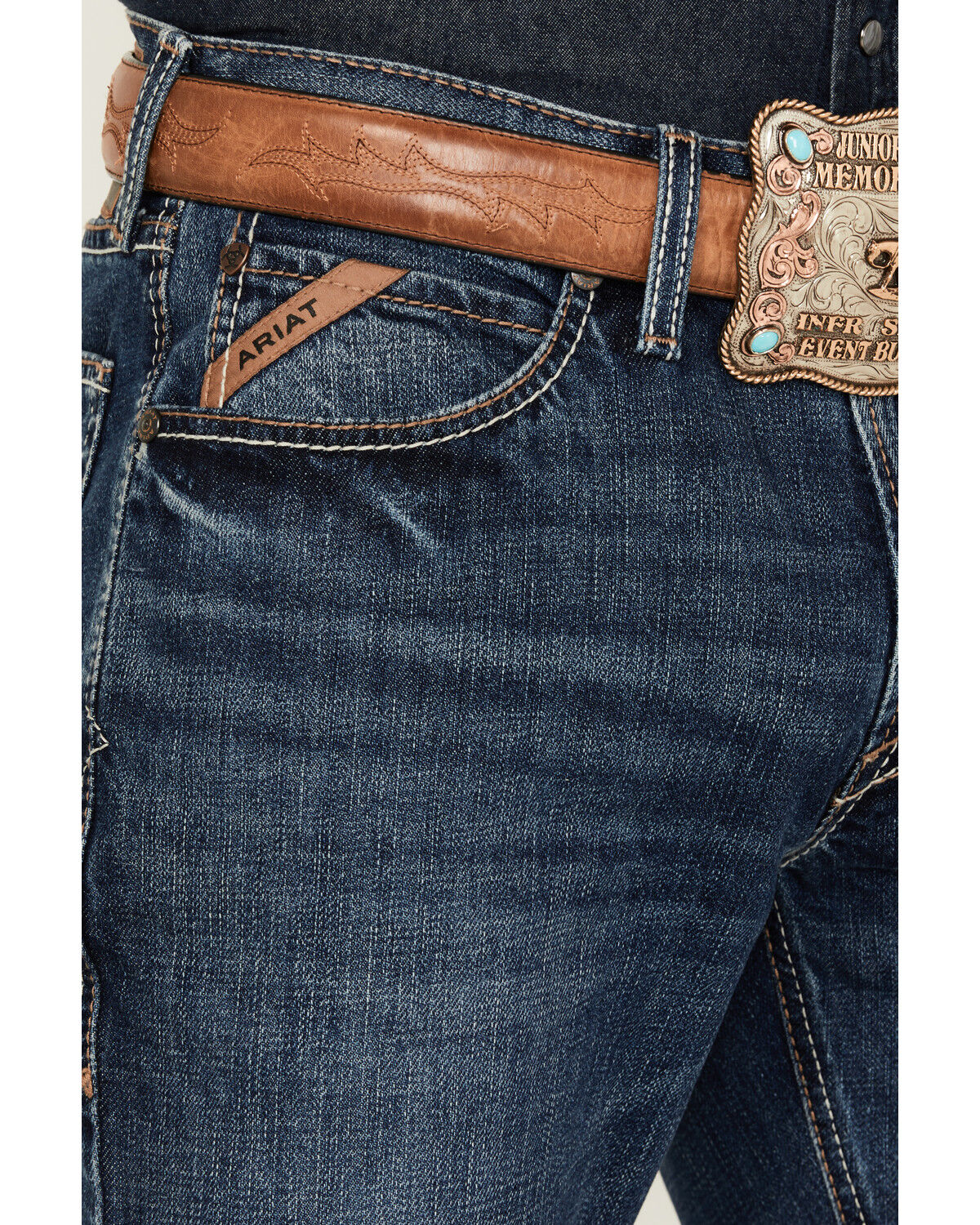 Image #2 - Ariat Men's Boot Barn Exclusive M4 Newton Phillip Medium Wash Relaxed Straight Stretch Denim Jeans - Big, Medium Wash, hi-res