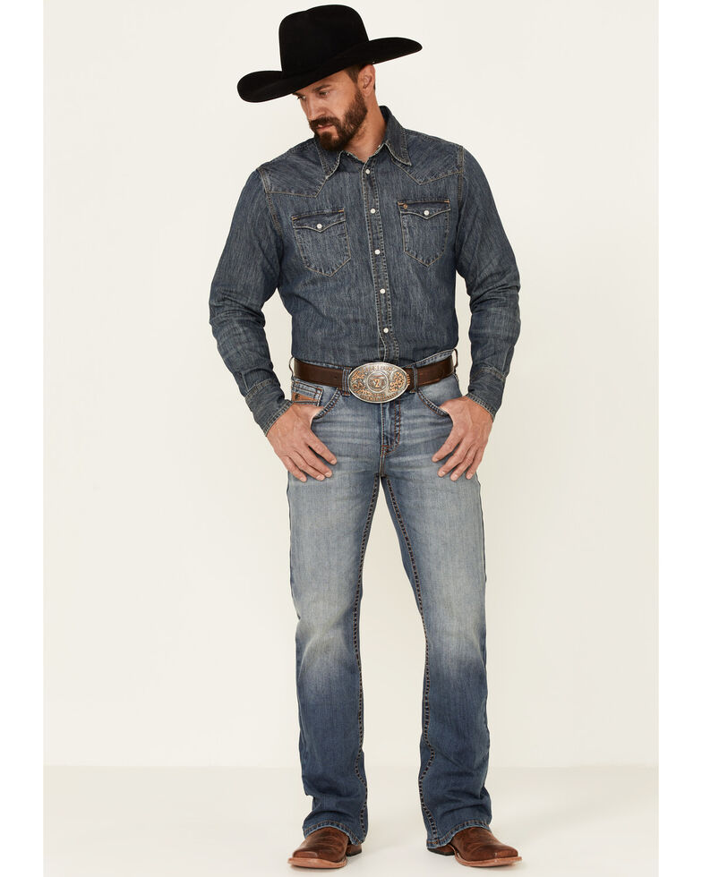 Cody James Core Men's Silver Spur Medium Wash Performance Stretch Slim Bootcut Jeans , Blue, hi-res