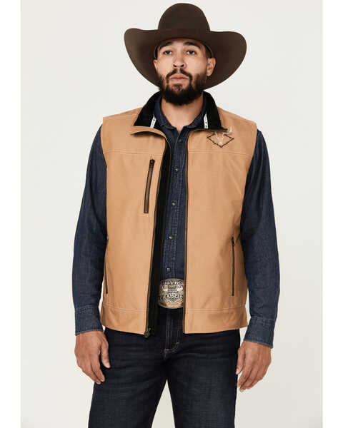 Image #1 - Cowboy Hardware Men's Buckskin Woodsman Tech Vest , Tan, hi-res