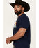 Image #2 - Wrangler Men's Boot Barn Exclusive Southwestern Box Logo Short Sleeve Graphic T-Shirt, Navy, hi-res