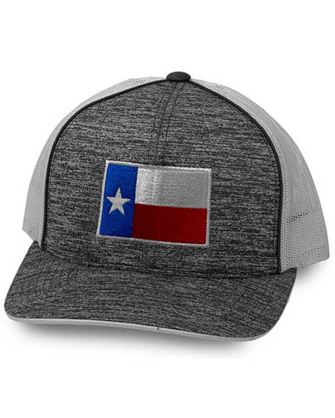Image #1 - Oil Field Hats Men's Gray Texas Flag Mesh-Back Flex-Fit Ball Cap, Black, hi-res