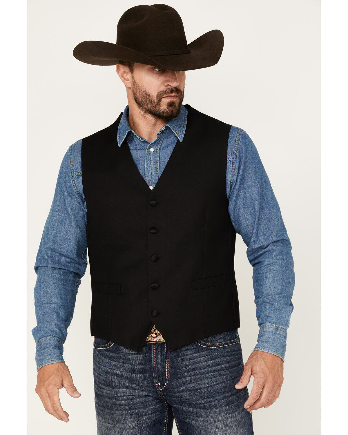 Image #1 - Cody James Men's Jackson Western Tux Vest, Black, hi-res