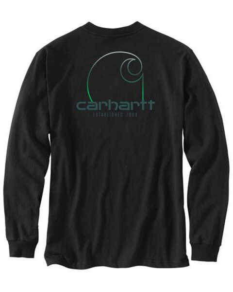 Image #2 - Carhartt Men's Loose Fit Heavyweight Long Sleeve Pocket Graphic T-Shirt , Black, hi-res
