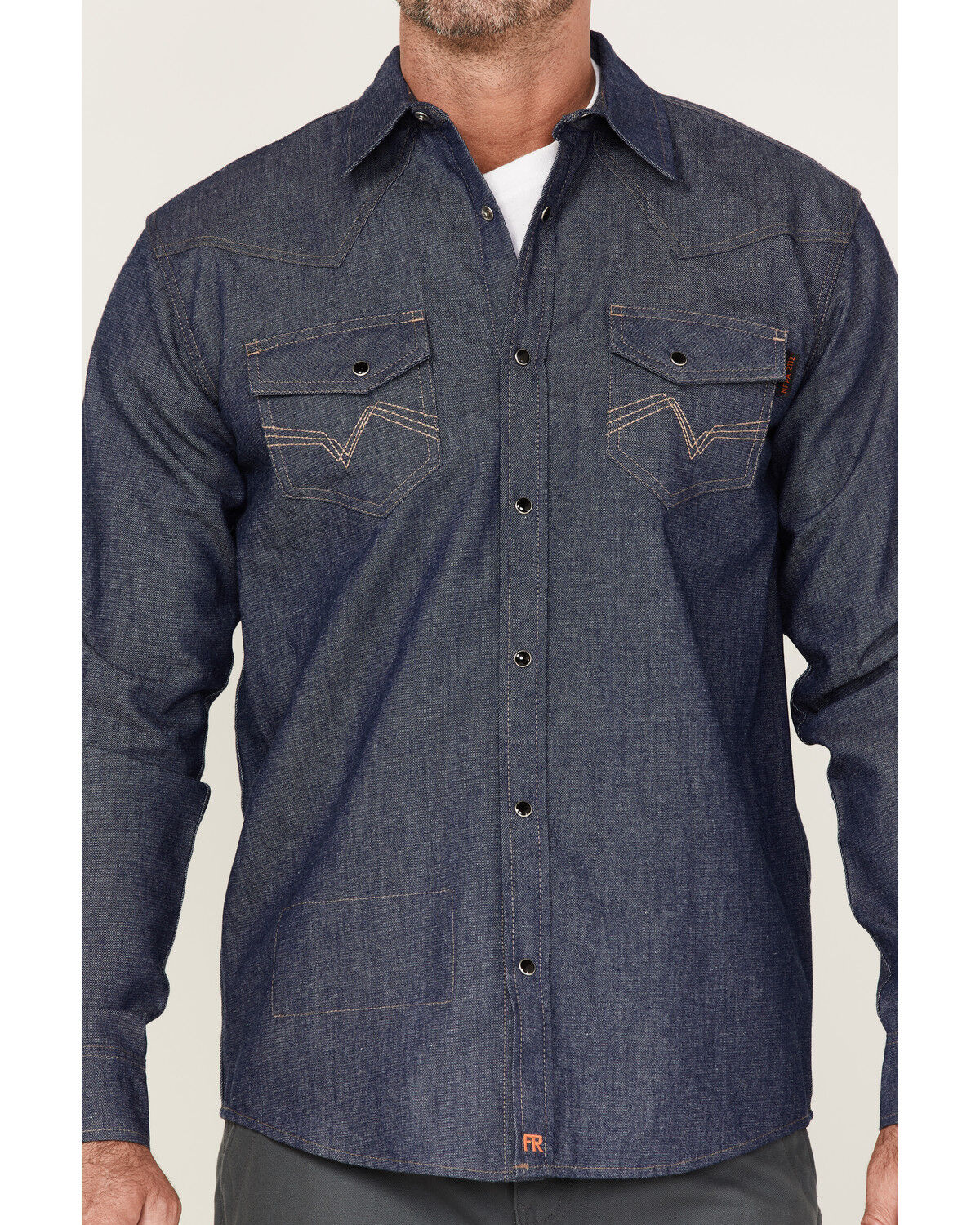 Image #3 - Cody James Men's FR Denim Mount Vernon Long Sleeve Snap Work Shirt, Indigo, hi-res