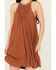 Image #3 - Shyanne Women's Crochet Yoke Crinkle Mini Dress, Caramel, hi-res