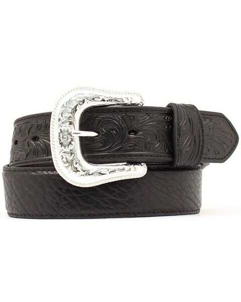 Image #1 - Nocona Bullhide & Tooled Leather Belt, Black, hi-res