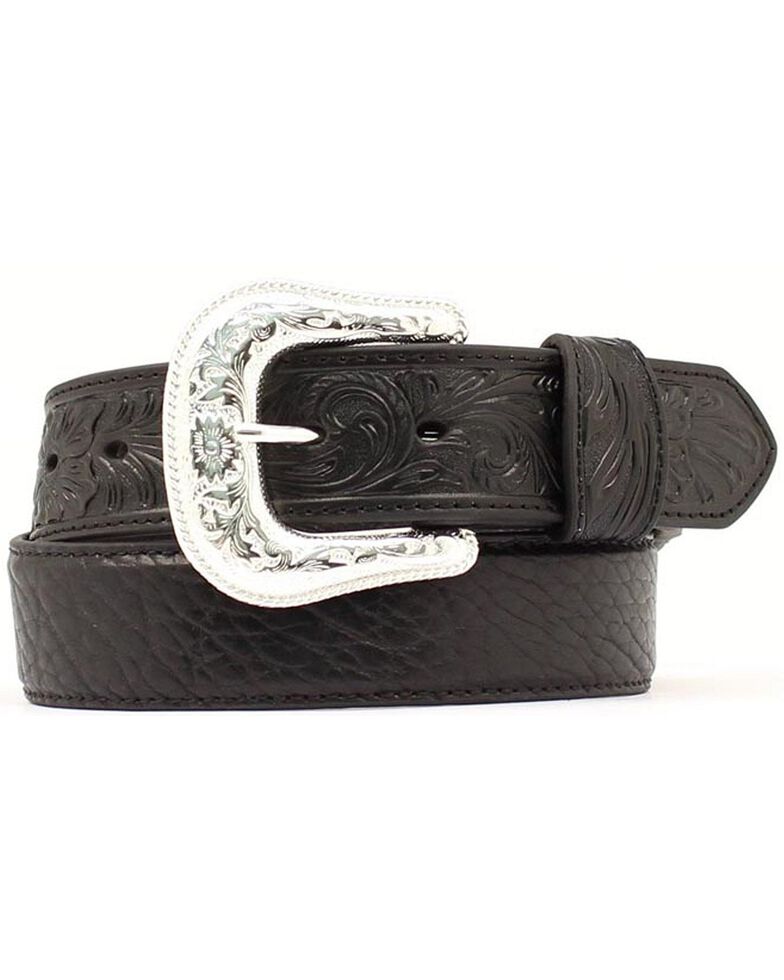 Nocona Bullhide & Tooled Leather Belt, Black, hi-res