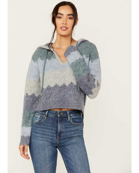 Image #1 - Cleo + Wolf Women's Ombre Hooded Sweater , Slate, hi-res