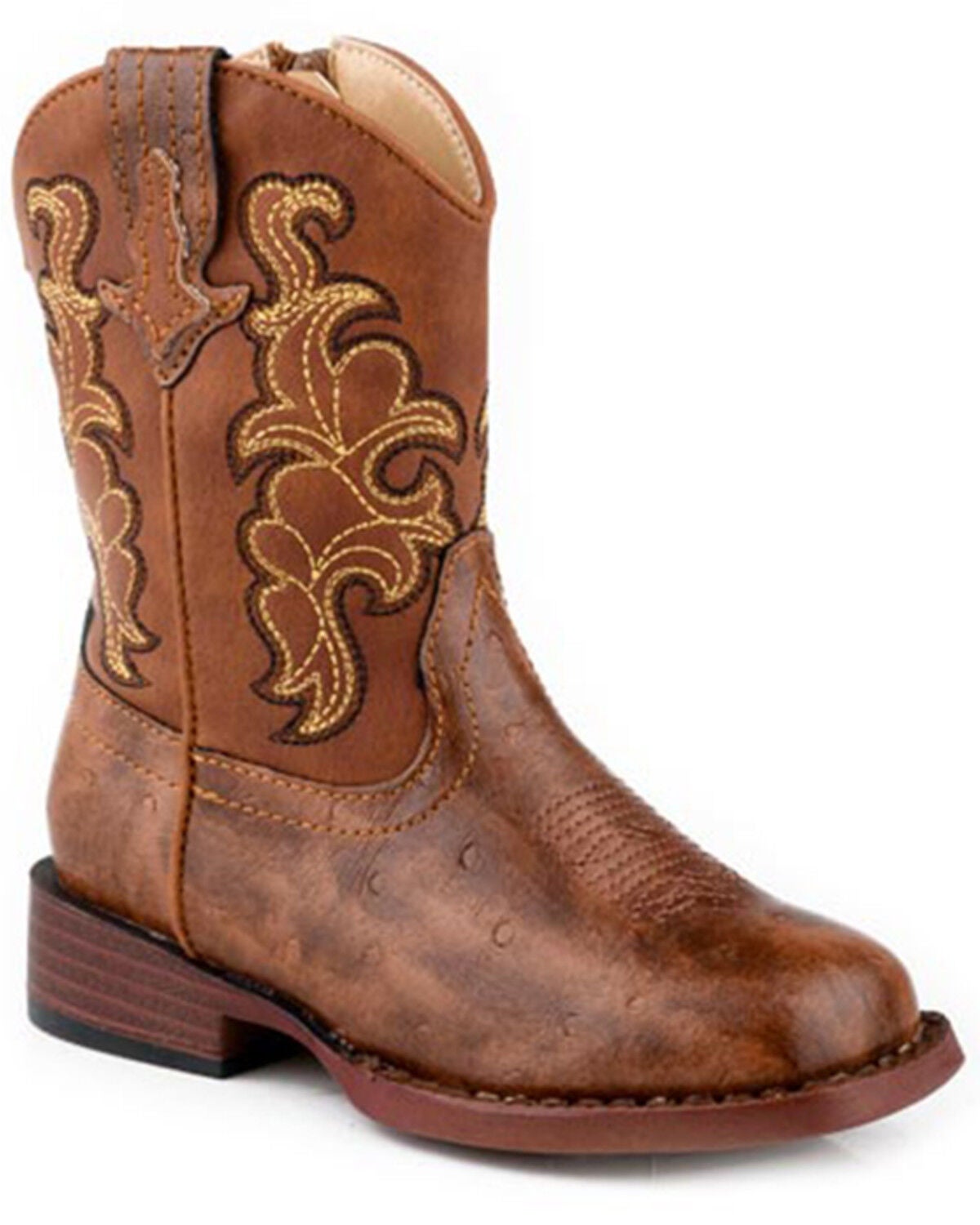 Image #1 - Roper Toddler Boys' Quills Western Boots - Broad Square Toe, Brown, hi-res