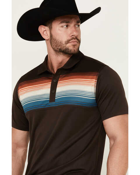 Image #2 - RANK 45® Men's Primetime Chest Stripe Button-Down Polo Shirt , Chocolate, hi-res