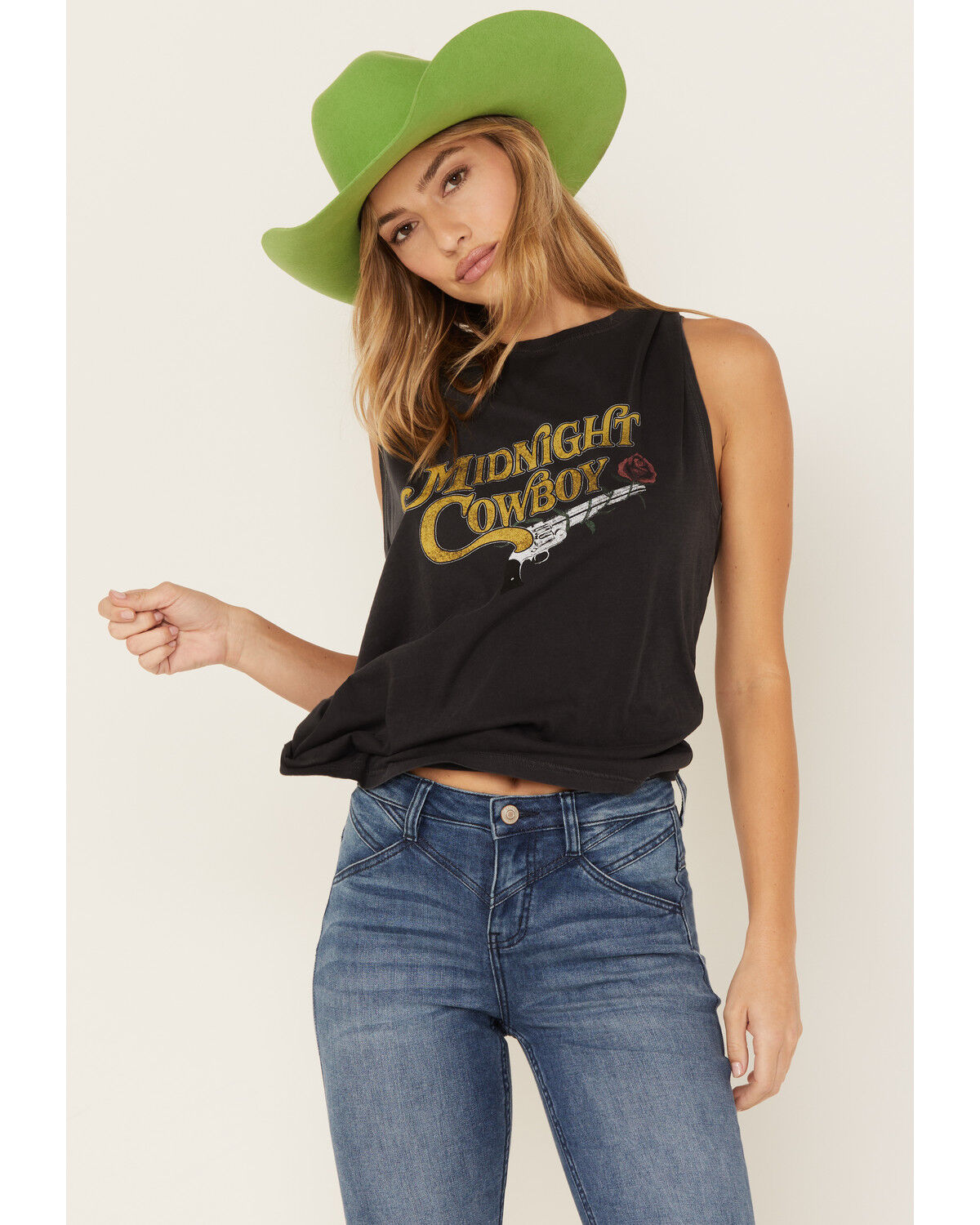 Image #1 - White Crow Women's Midnight Cowboy Graphic Tank, Black, hi-res