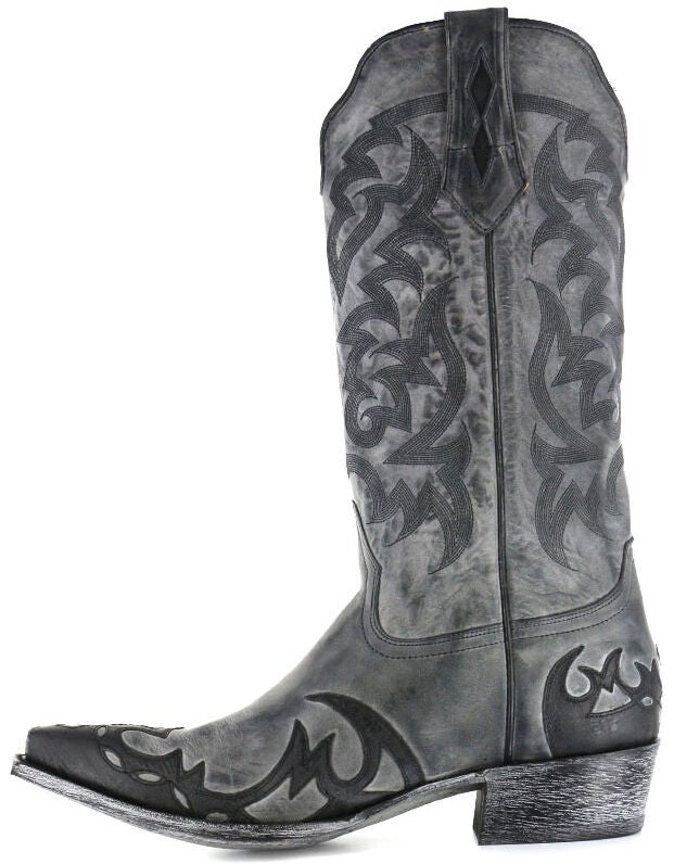black and gray cowboy boots
