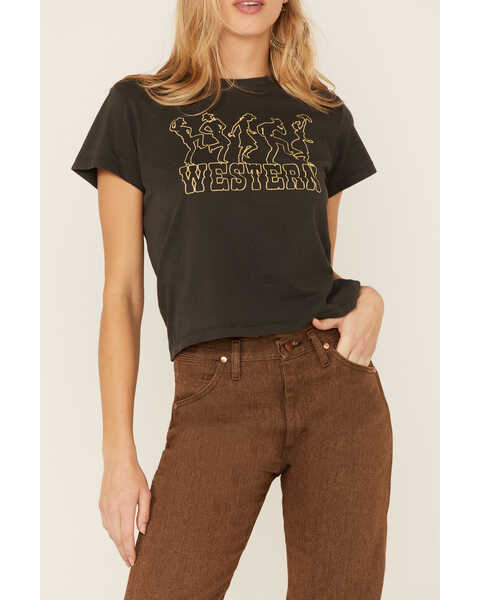 Blended Women's Western Graphic Tee, Charcoal, hi-res