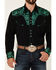 Image #3 - Scully Men's Embroidered Gunfighter Long Sleeve Pearl Snap Western Shirt, Black, hi-res