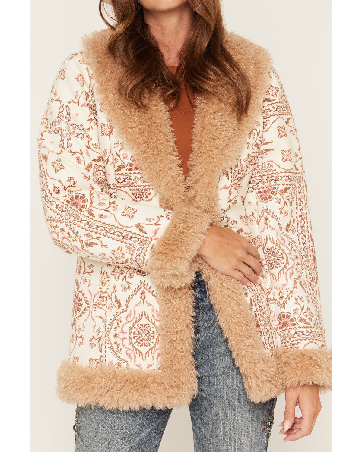 Image #3 - Shyanne Women's Tinsey Tapestry Print Faux Suede Coat, Natural, hi-res