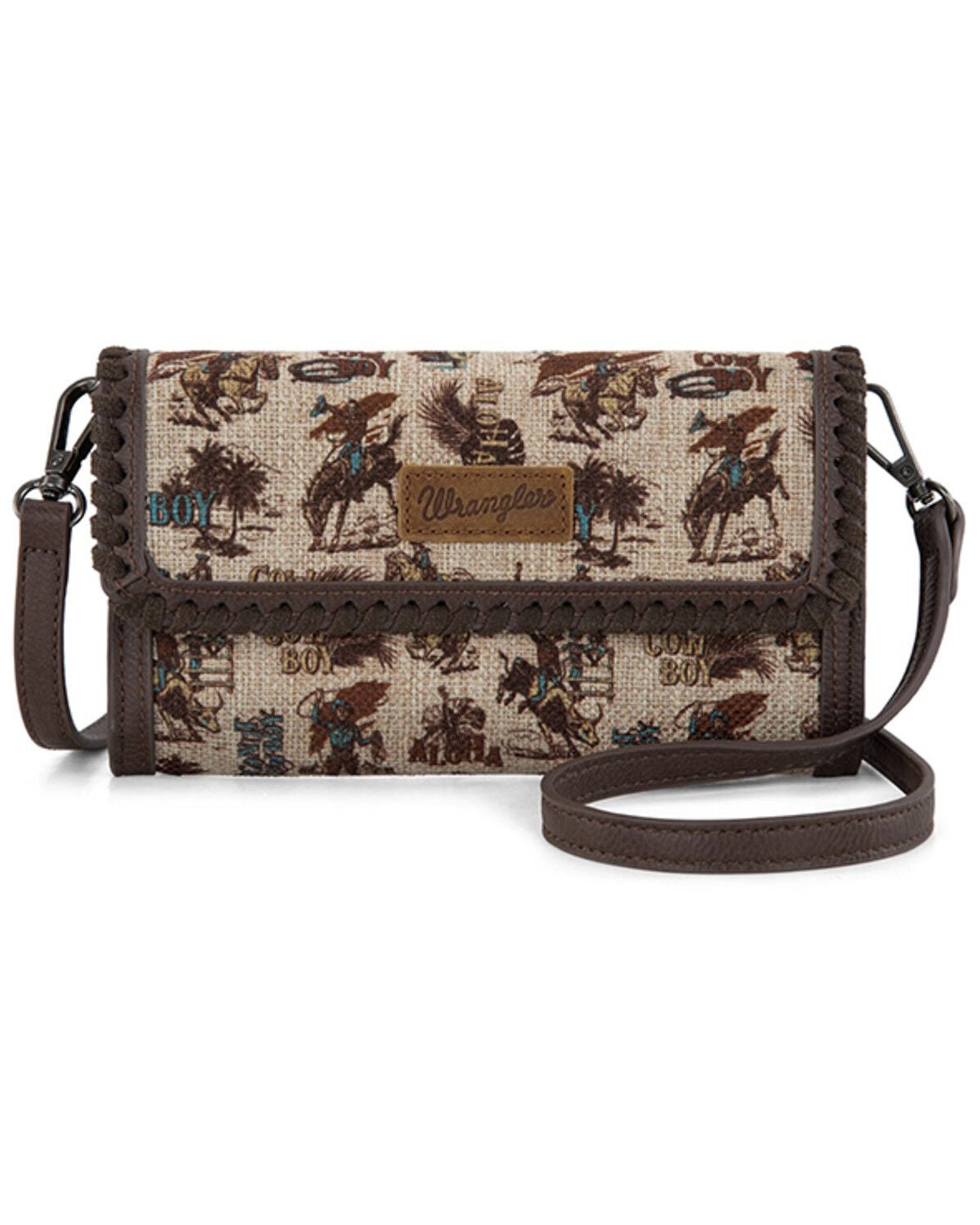 Image #1 - Wrangler Women's Retro Cowboy Print Crossbody Bag, Tan, hi-res