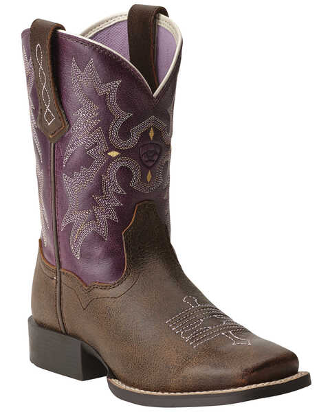 Ariat Little Girls' Tombstone Boots - Square Toe, Bomber, hi-res