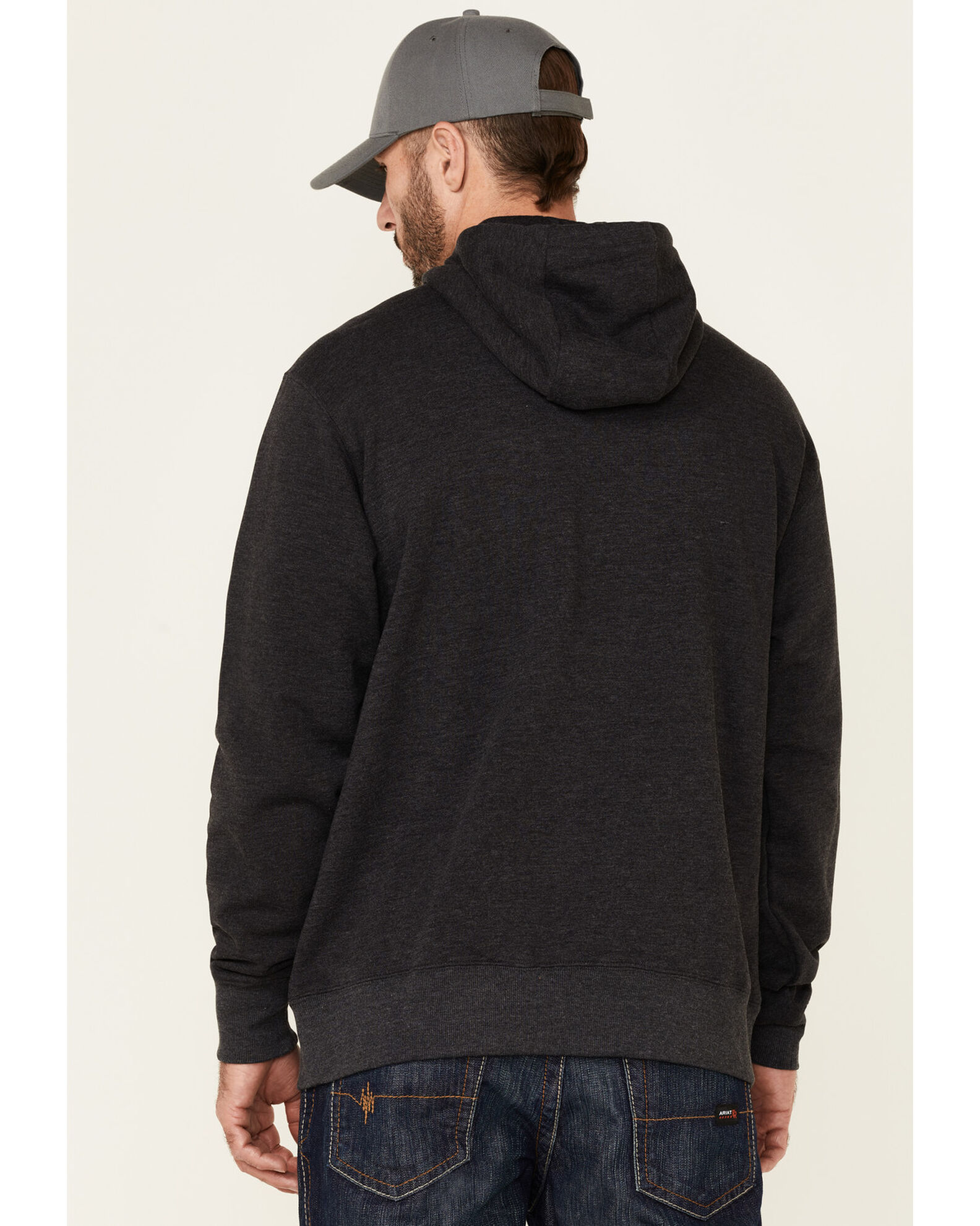 Image #4 - Ariat Men's Charcoal Rebar Workman 1/4 Zip Front Work Hooded Pullover, Charcoal, hi-res