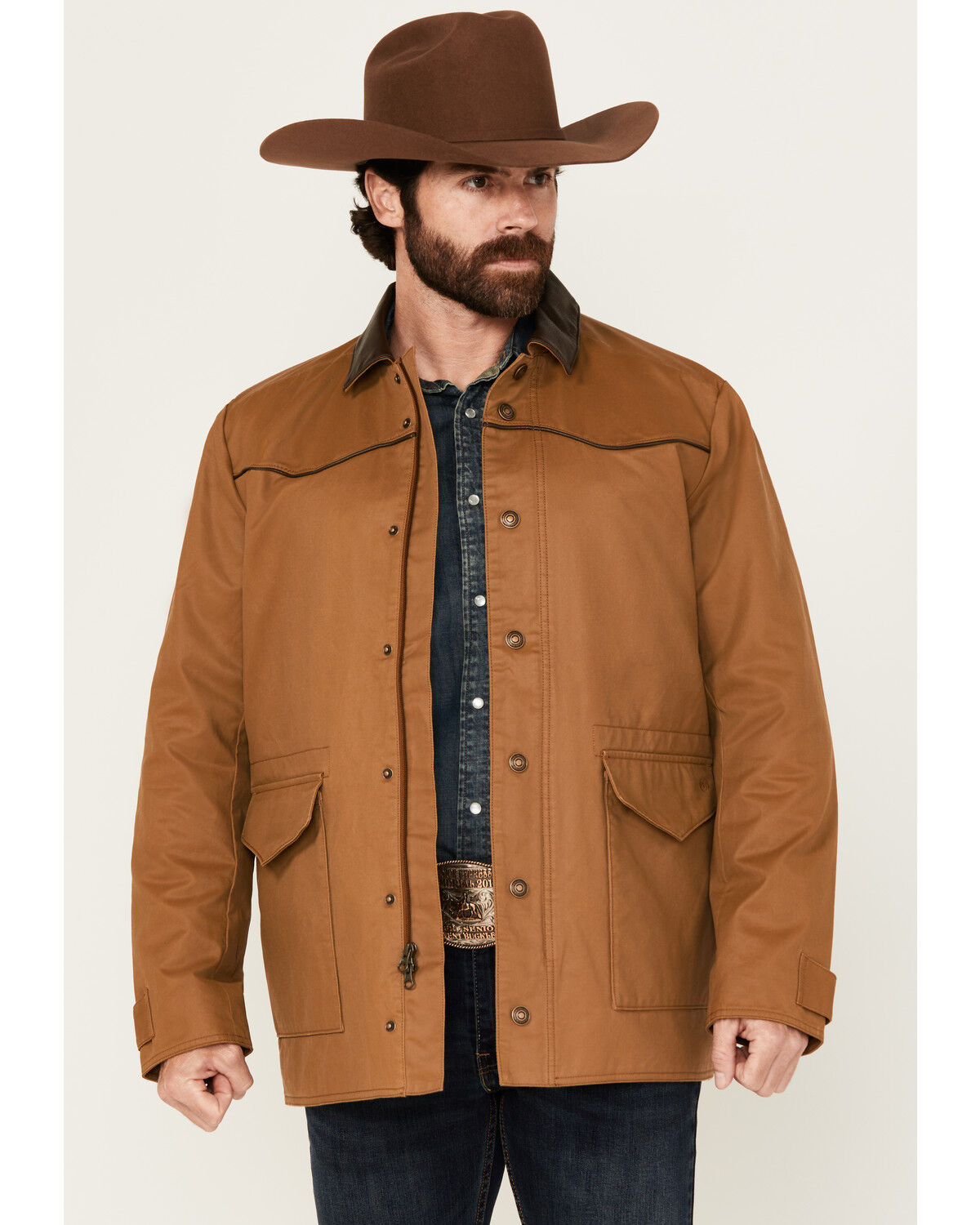 Image #1 - Blue Ranchwear Men's Flannel Lined Rancher Jacket, Camel, hi-res