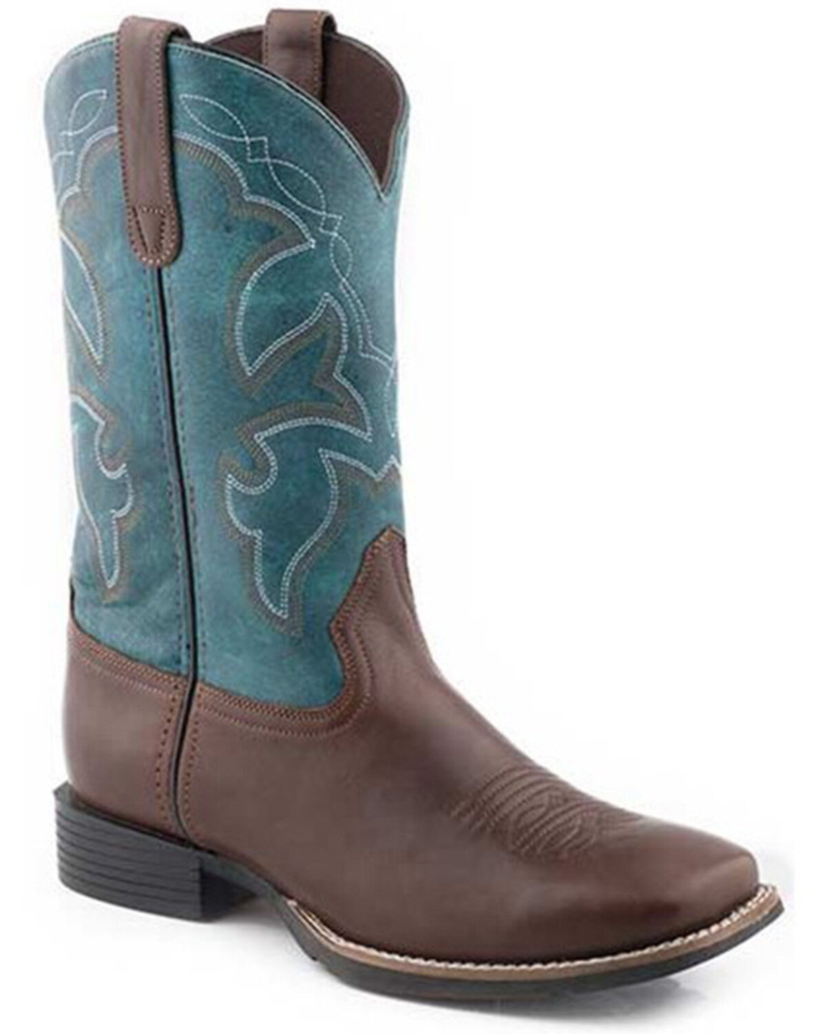 Image #1 - Roper Men's Monterey Tumbled Vamp Performance Western Boots - Square Toe, Brown, hi-res