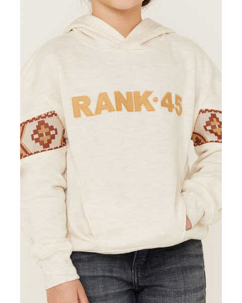 Image #3 - RANK 45® Girls' Embroidered Southwestern Long Sleeve Logo Pullover Hooded Sweatshirt, Oatmeal, hi-res