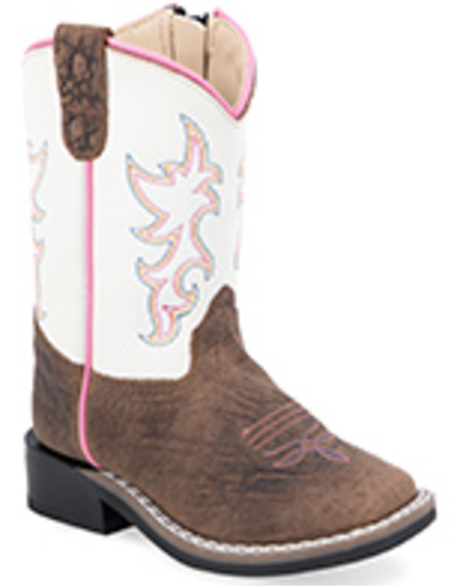 Old West Toddler Girls Western Boots Broad Square Toe Sheplers