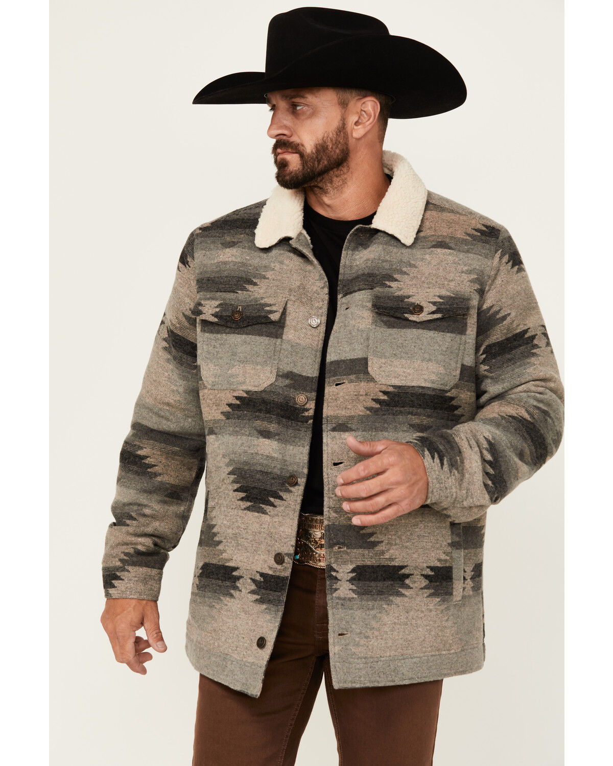 Image #1 - Cody James Men's Whiskey Southwestern Print Jacket, Grey, hi-res