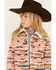 Image #2 - Wrangler Girls' Southwestern Print Sherpa Lined Jacket, Pink, hi-res