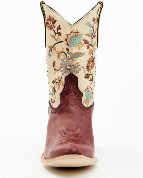 Image #4 - Yippee Ki Yay by Old Gringo Women's Bruni Floral Embroidered Studded Western Boots - Medium Toe, Wine, hi-res