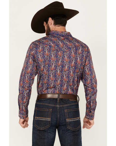 Image #4 - Cody James Men's Jefferson Paisley Print Long Sleeve Snap Western Shirt - Big, Navy, hi-res