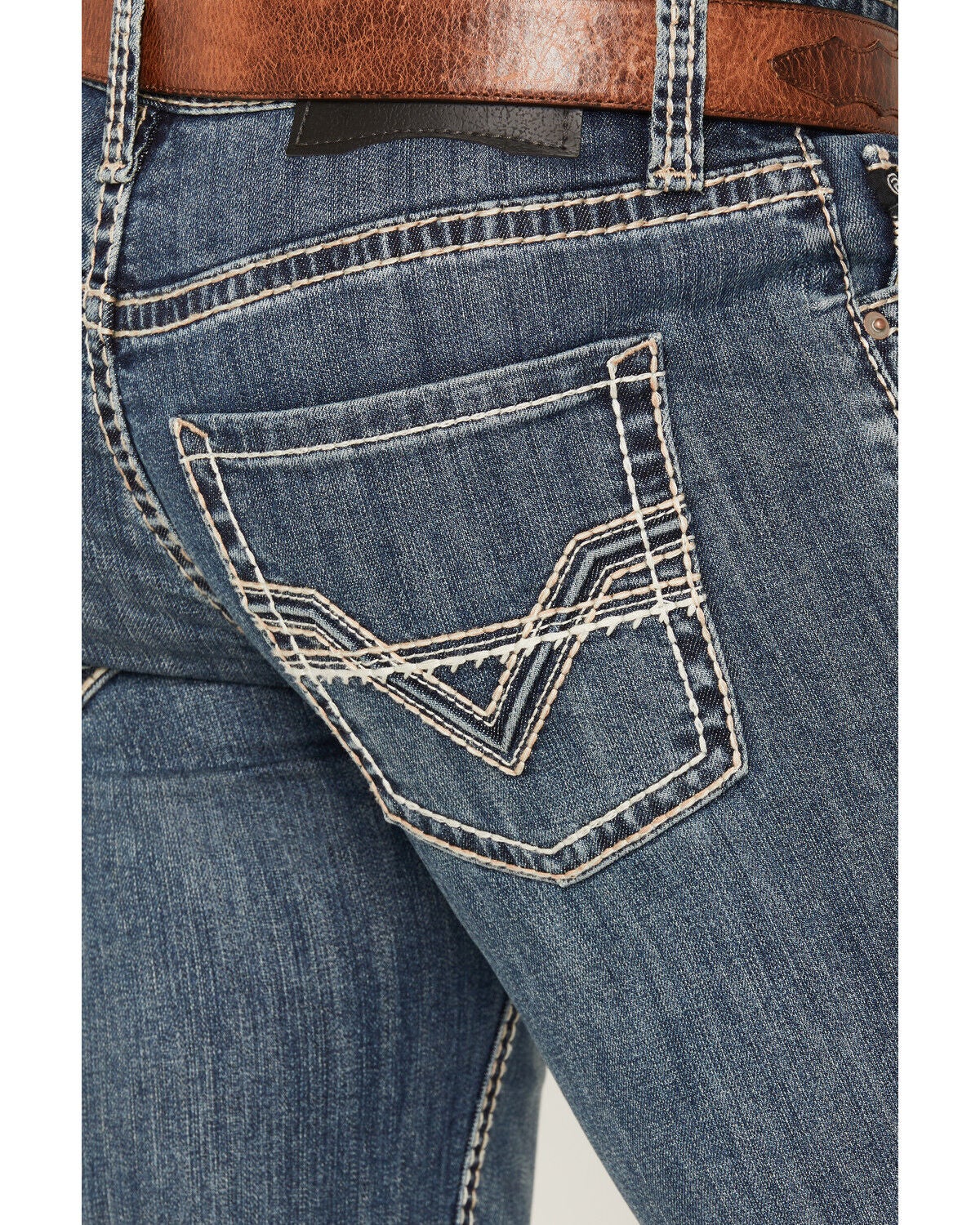 Image #4 - Rock & Roll Denim Men's Pistol Dark Wash Straight Stretch Denim Jeans, Dark Wash, hi-res