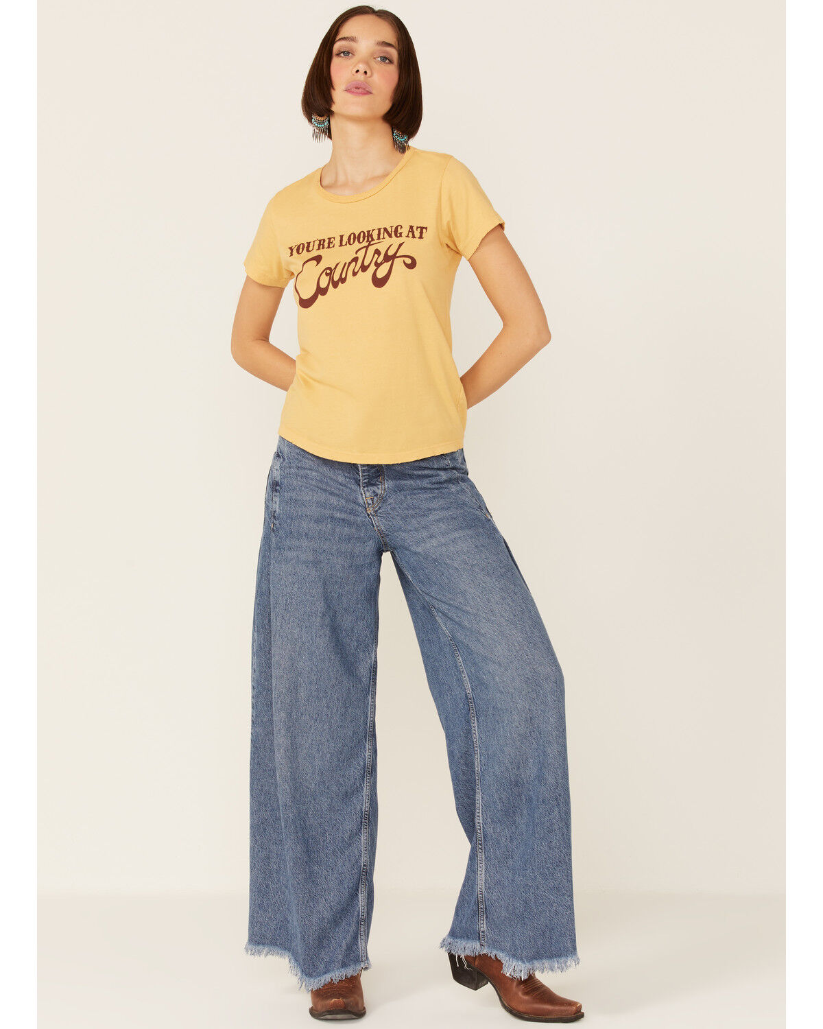 Image #4 - Bandit Women's Looking At Country Graphic Tee, Mustard, hi-res
