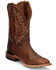 Tony Lama Men's Worn Goat Leather Americana Western Boots - Broad Square Toe, Tan, hi-res